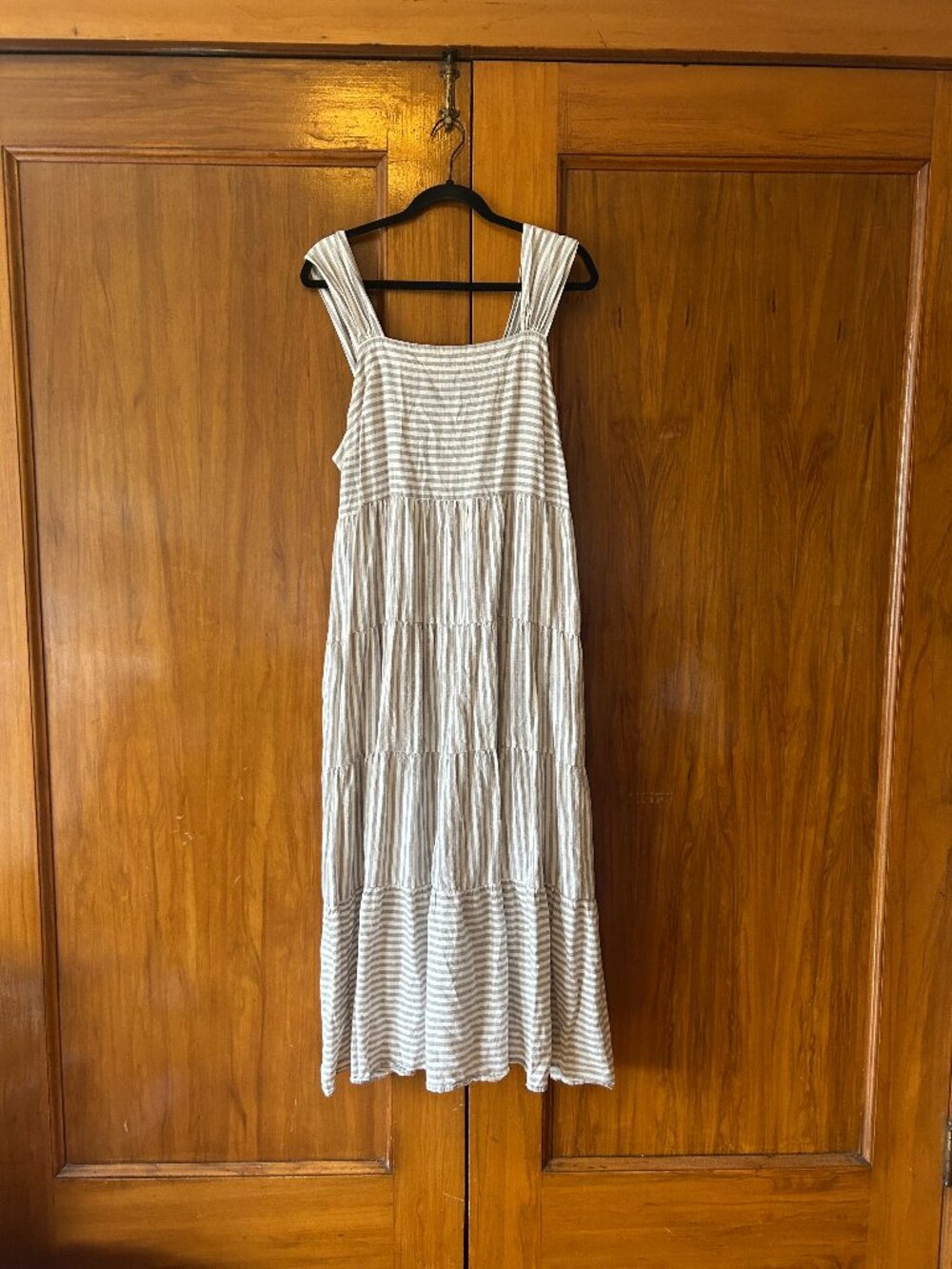 Madewell Striped Tiered Maxi Dress in Hemp Vertical Stripe